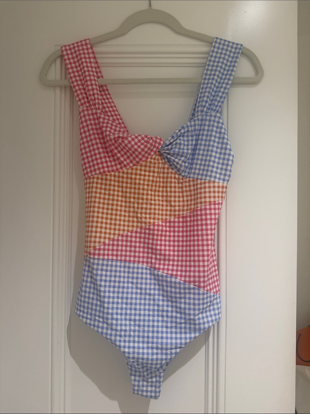 Marysia Swim Kids Gingham Colorblock One-Piece - Blue, Pink, Orange
